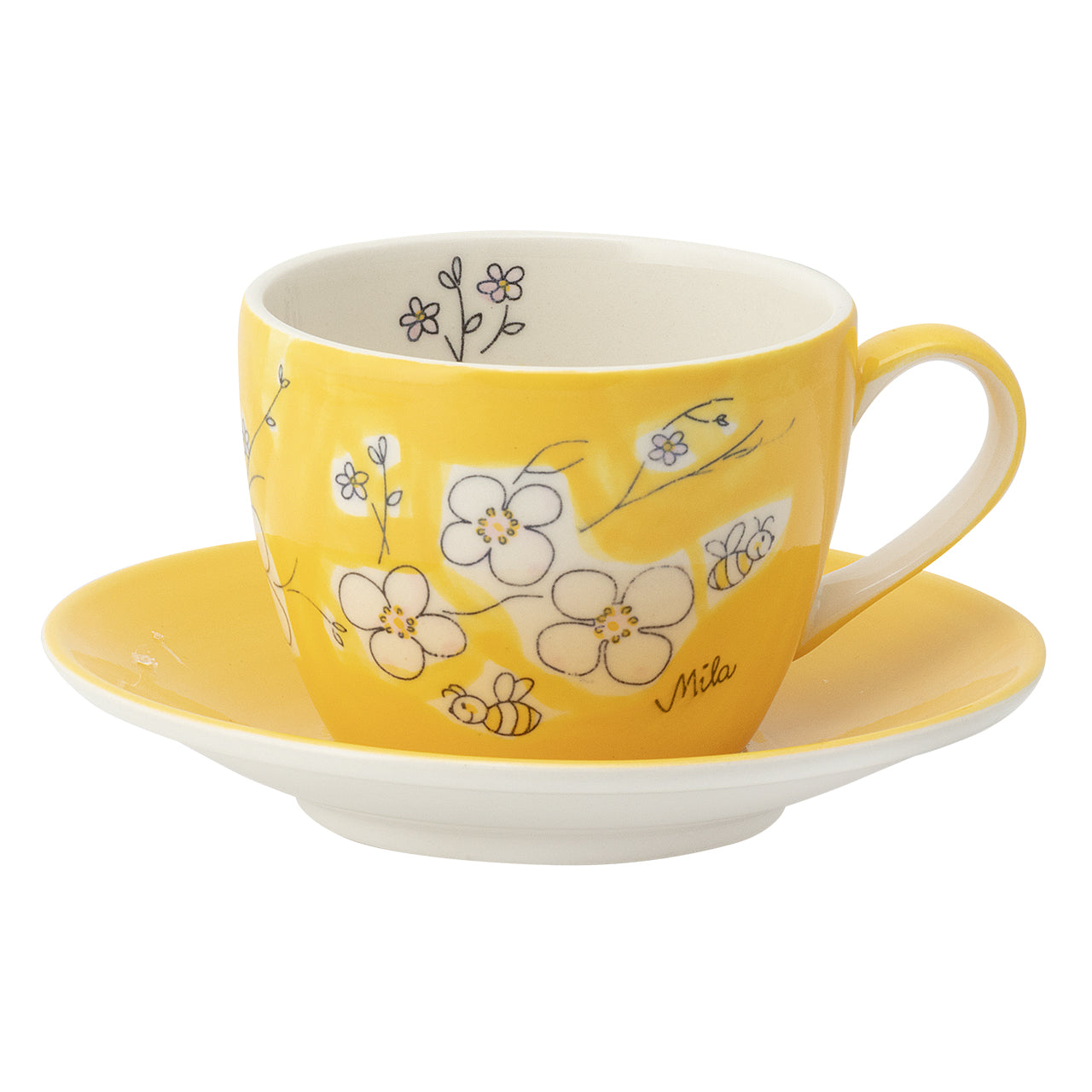 Cappuccino Tasse - 2er Set in Geschenkbox - Bienenblüte