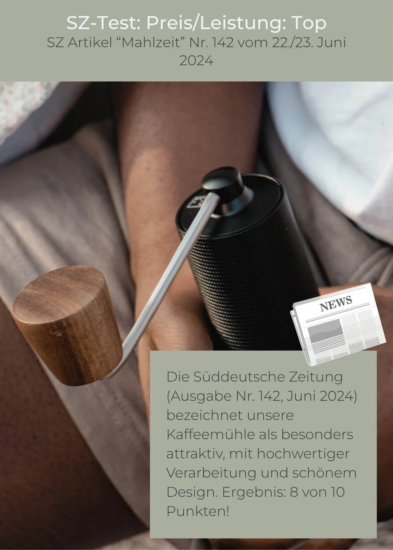 Lambda Kaffeemühle manuell mit Edelstahl-Mahlwerk