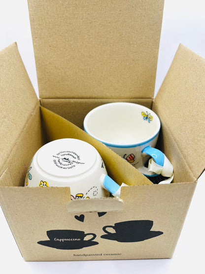 Cappuccino Tasse - 2er Set in Geschenkbox - Summer Beauty