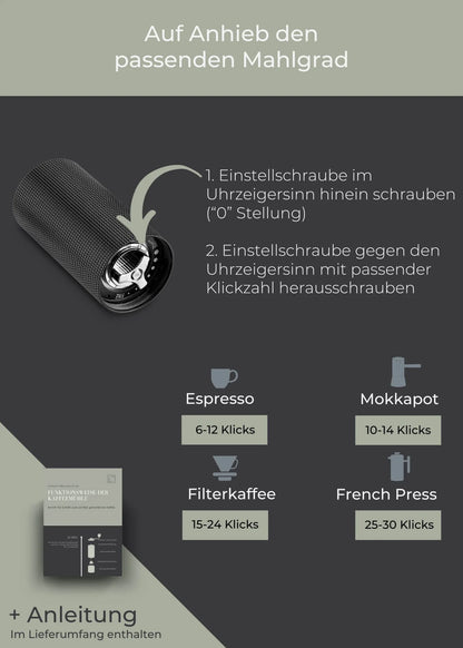 Lambda Kaffeemühle manuell mit Edelstahl-Mahlwerk